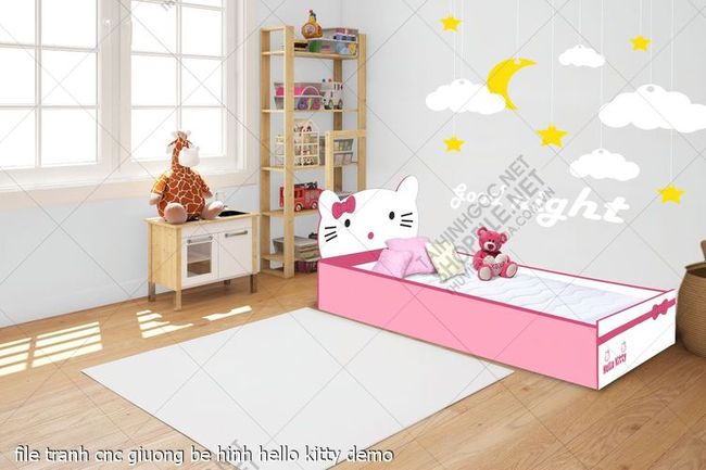 file tranh cnc giuong be hinh hello kitty